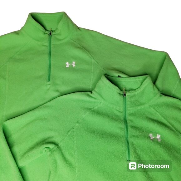 2 Under Armour Women's Small Fleece 1/4 Zip Pullover Sweatshirt Lime Green - Picture 1 of 8